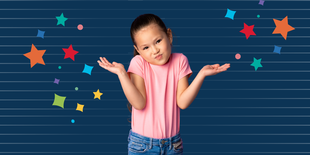 A little girl shrugging her shoulders wondering why decodable texts matter.